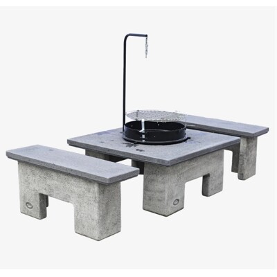 Gril INNOVA FAMILIA 100/100/50cm set s dvoma lavicami (Lávová)