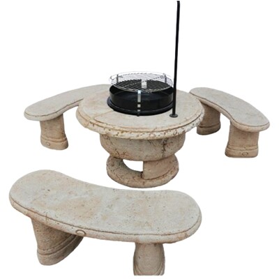 Gril PARTY 100/100/61cm set s tromi lavičkami (Antracit)